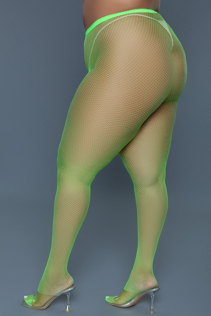BeWicked Up All Night Pantyhose Fishnet Neon Green