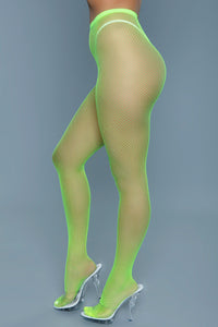 BeWicked Up All Night Pantyhose Fishnet Neon Green