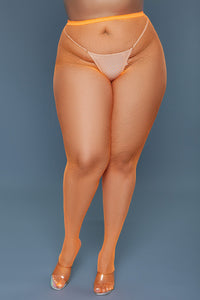 BeWicked Up All Night Pantyhose Fishnet Orange