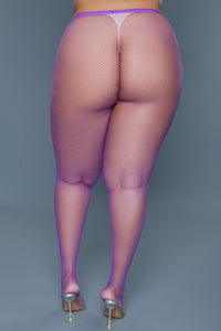BeWicked Up All Night Pantyhose Fishnet Purple