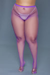 BeWicked Up All Night Pantyhose Fishnet Purple