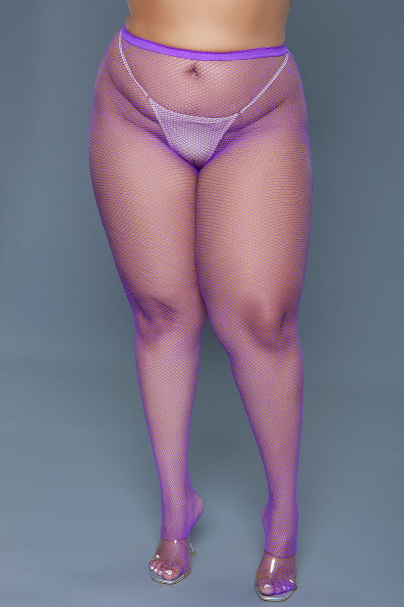 BeWicked Up All Night Pantyhose Fishnet Purple