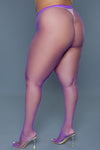 BeWicked Up All Night Pantyhose Fishnet Purple
