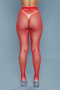 BeWicked Up All Night Pantyhose Fishnet Red