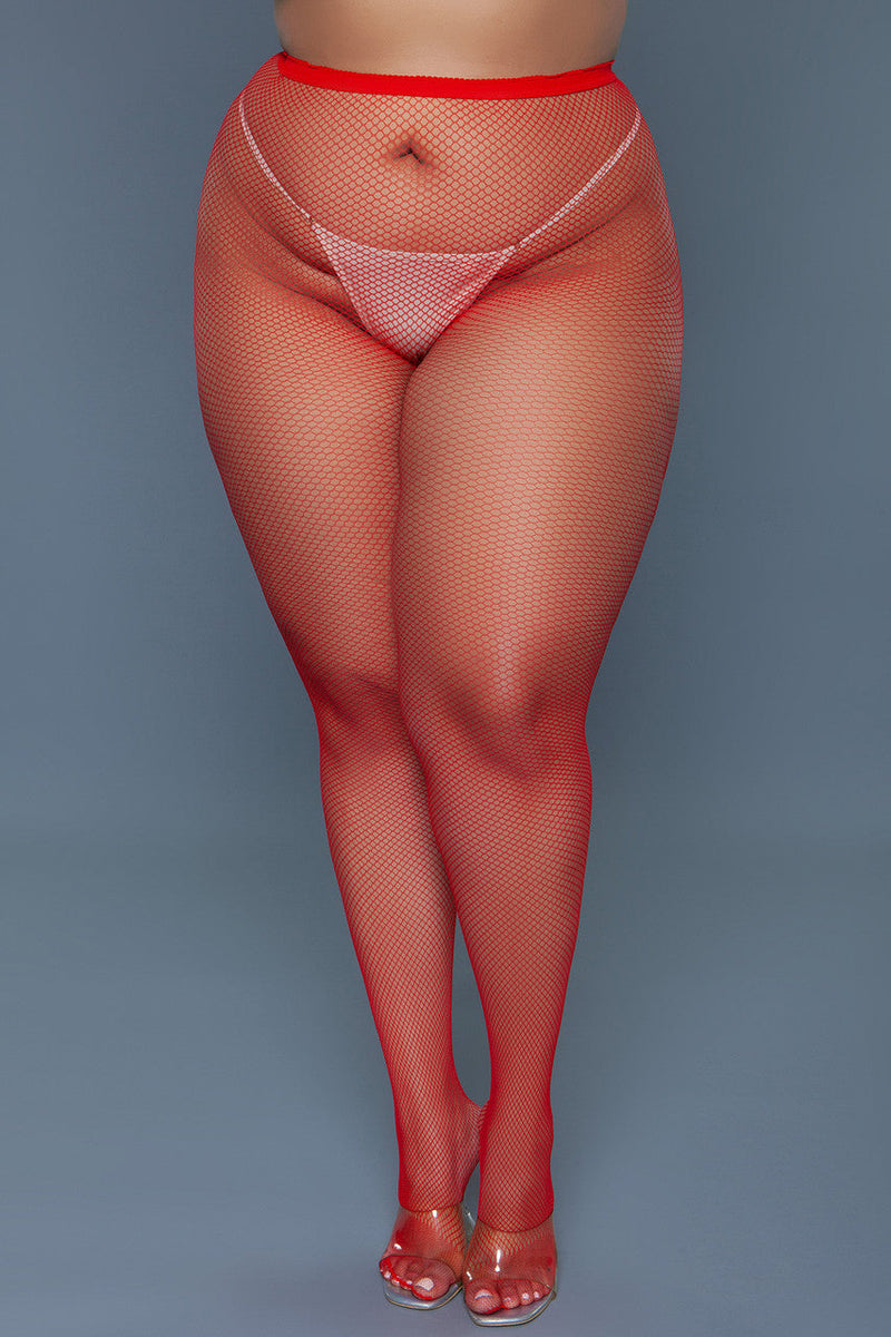 BeWicked Up All Night Pantyhose Fishnet Red