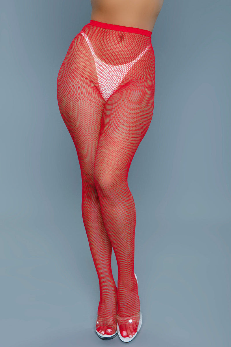 BeWicked Up All Night Pantyhose Fishnet Red