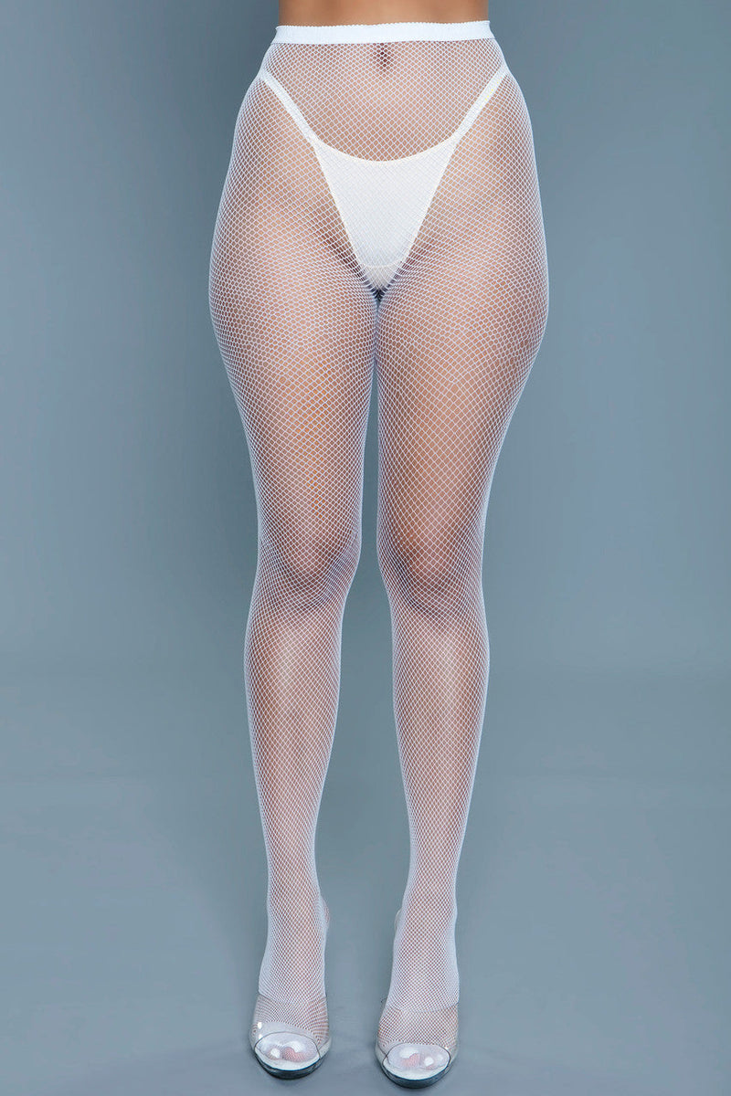 BeWicked Up All Night Pantyhose Fishnet White