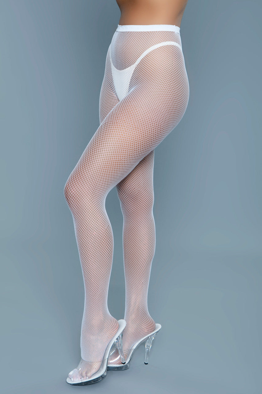BeWicked Up All Night Pantyhose Fishnet White