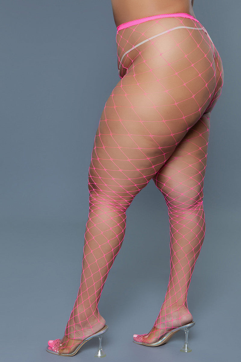 BeWicked Oversized Fishnet Pantyhose Hot Pink