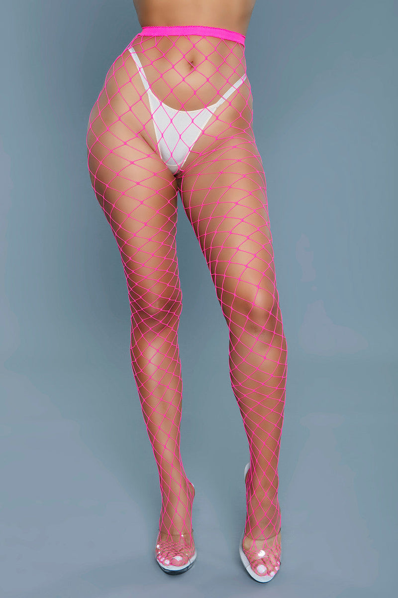 BeWicked Oversized Fishnet Pantyhose Hot Pink