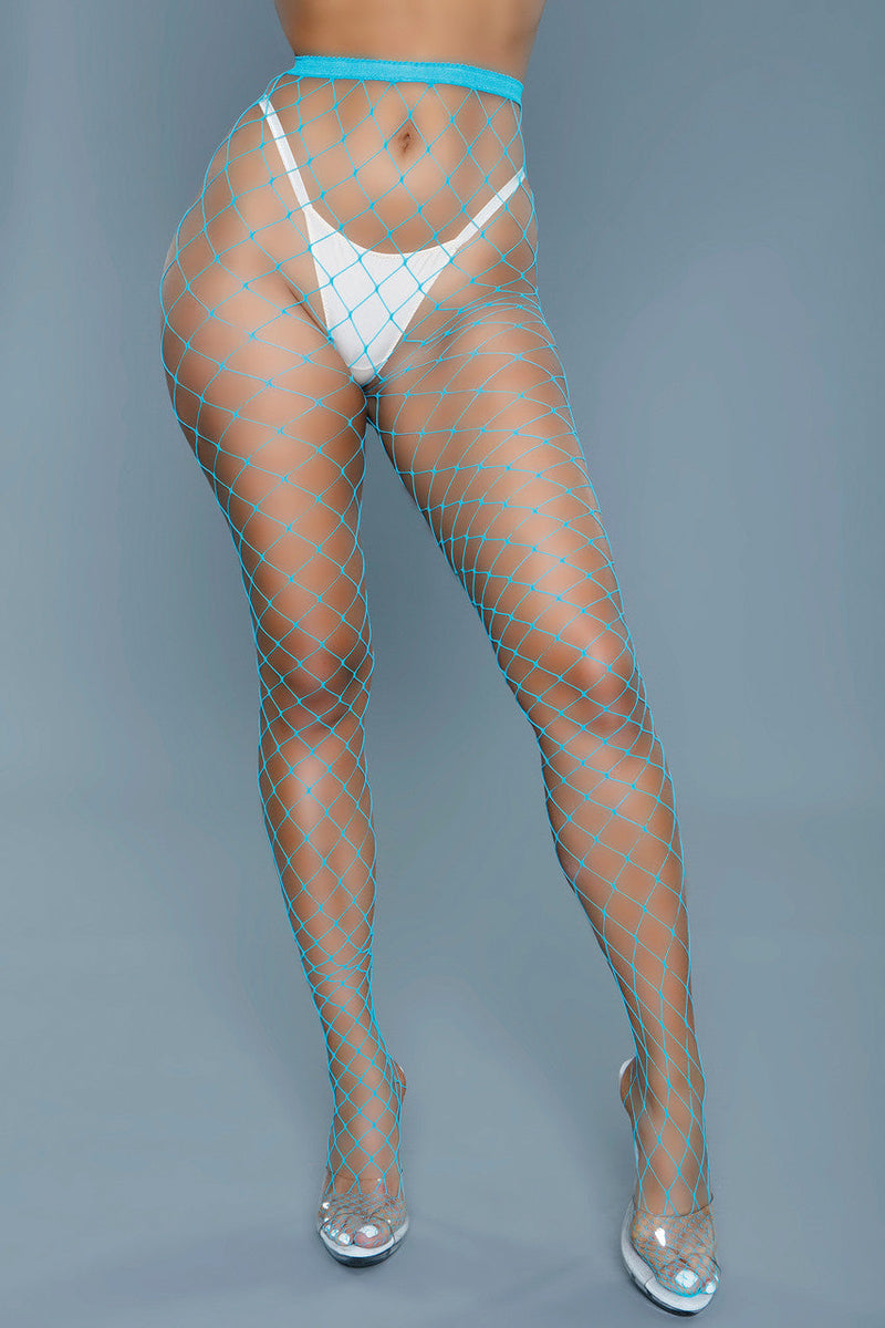 BeWicked Oversized Fishnet Pantyhose Turquoise