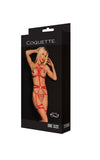 Coquette Pleasure Collection Stretch Elastic Harness Playsuit Set Red-Rebel Romance