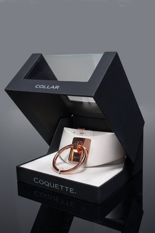 Coquette Pleasure Collection Adjustable Collar White/Rose Gold-Rebel Romance