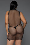 BeWicked Halter Bodystocking Dress Come Over Here Minidress Black