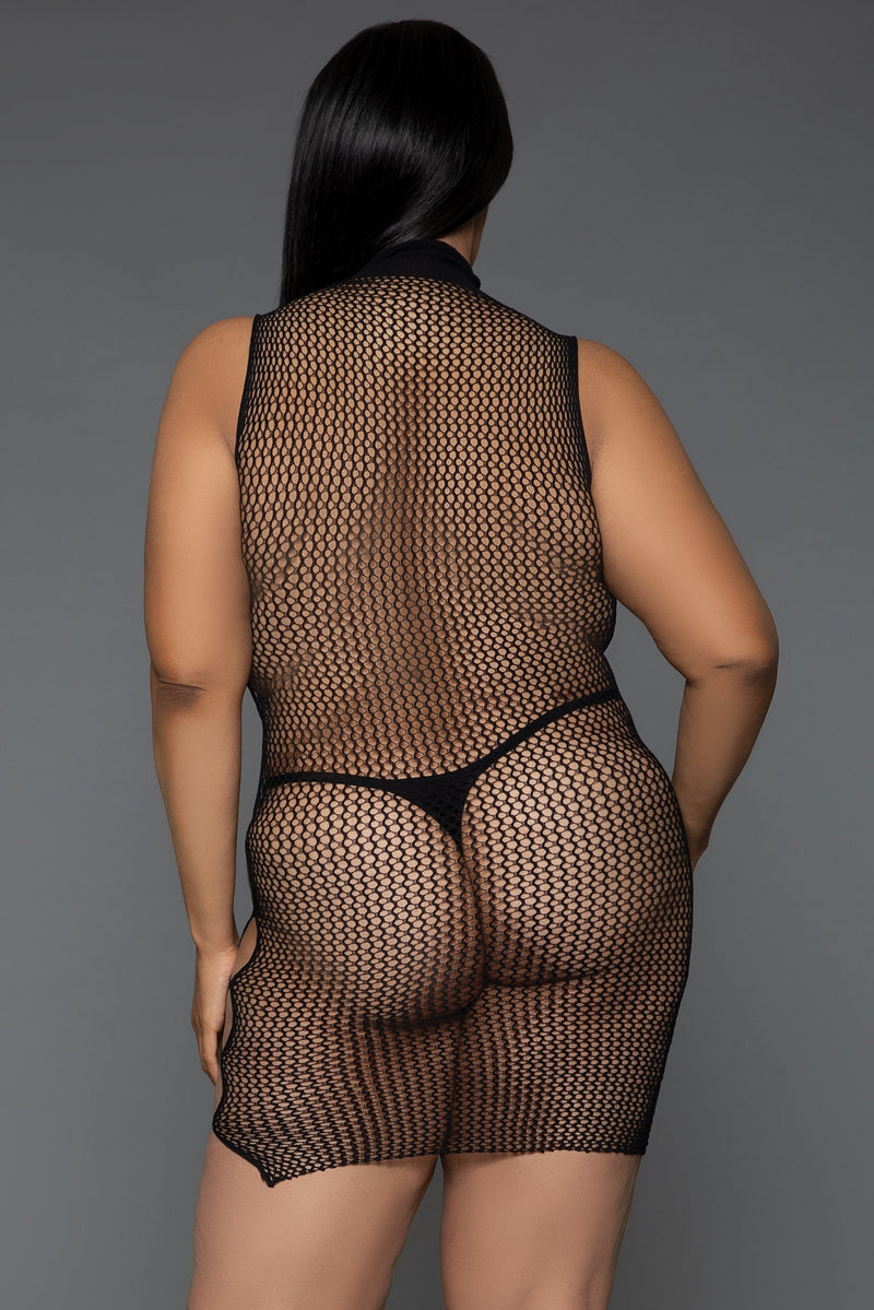 BeWicked Halter Bodystocking Dress Come Over Here Minidress Black