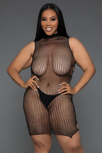 BeWicked Halter Bodystocking Dress Come Over Here Minidress Black