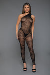 BeWicked All Your Desires Nylon Bodystocking One Shoulder Geometric