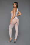 BeWicked All Your Desires Geometric Nylon Bodystocking One Shoulder White