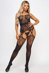 Heather Bodystocking Lace Pattern Black