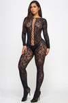 Kiara Bodystocking Lace Long Sleeve Black
