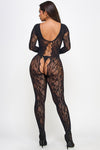 Kiara Bodystocking Lace Long Sleeve Black