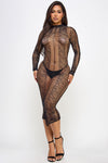Gretta Midi Dress Bodystocking Black Fishnet
