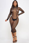 Gretta Midi Dress Bodystocking Black Fishnet