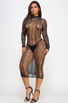 Gretta Midi Dress Bodystocking Black Fishnet