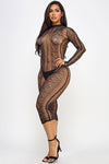 Gretta Midi Dress Bodystocking Black Fishnet