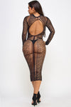 Gretta Midi Dress Bodystocking Black Fishnet