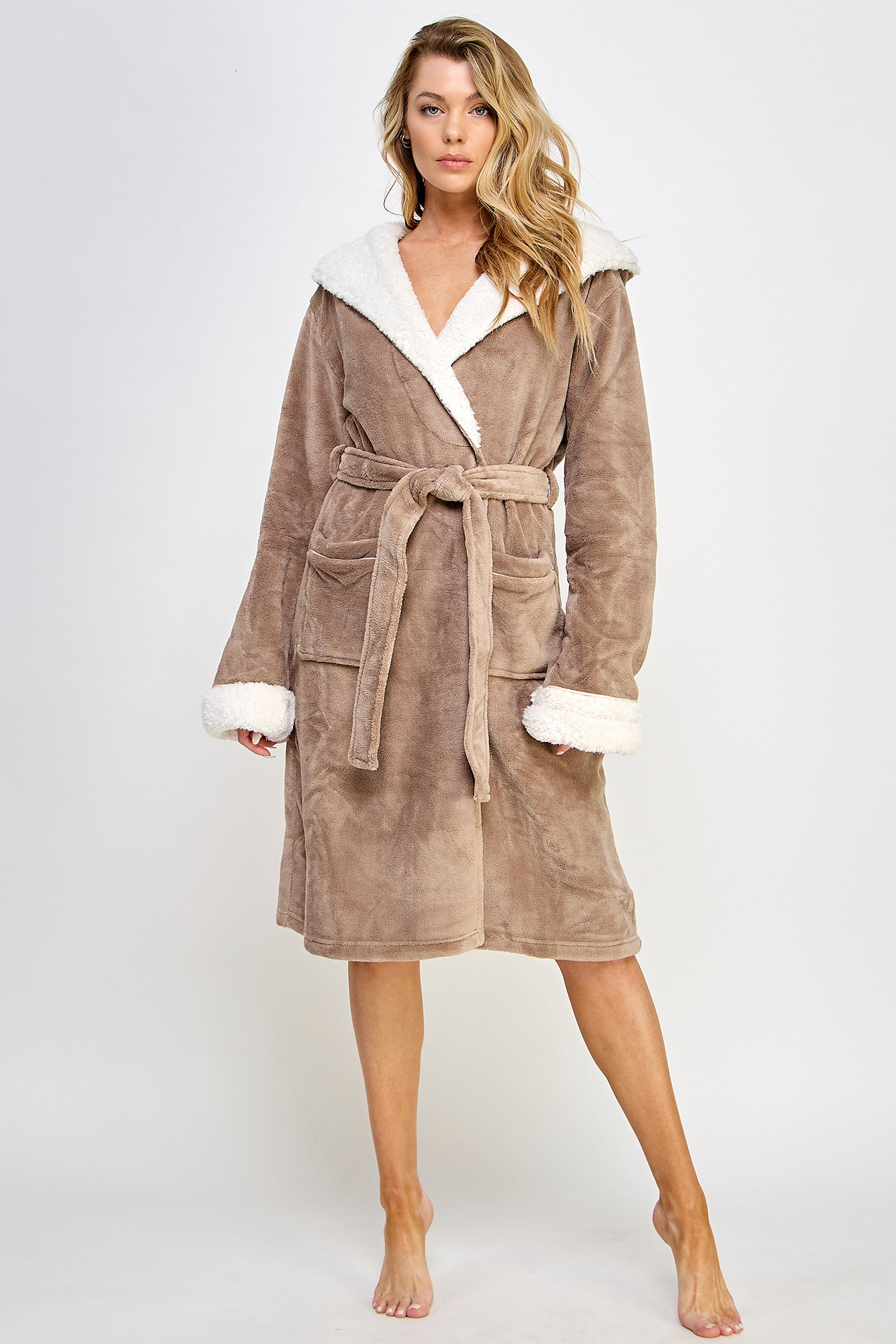 Chic Plush Cozy Fleece Sydney Robe Brown