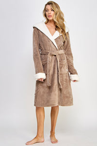 Chic Plush Cozy Fleece Sydney Robe Brown