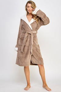 Chic Plush Cozy Fleece Sydney Robe Brown