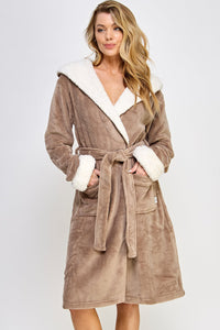 Chic Plush Cozy Fleece Sydney Robe Brown