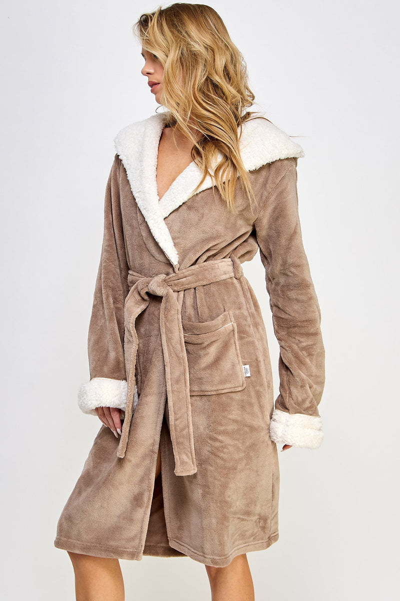 Chic Plush Cozy Fleece Sydney Robe Brown