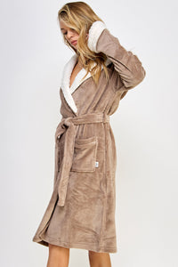 Chic Plush Cozy Fleece Sydney Robe Brown