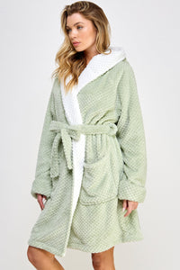 Jacquard Bailey Hooded Robe Mint Green