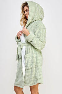 Jacquard Bailey Hooded Robe Mint Green