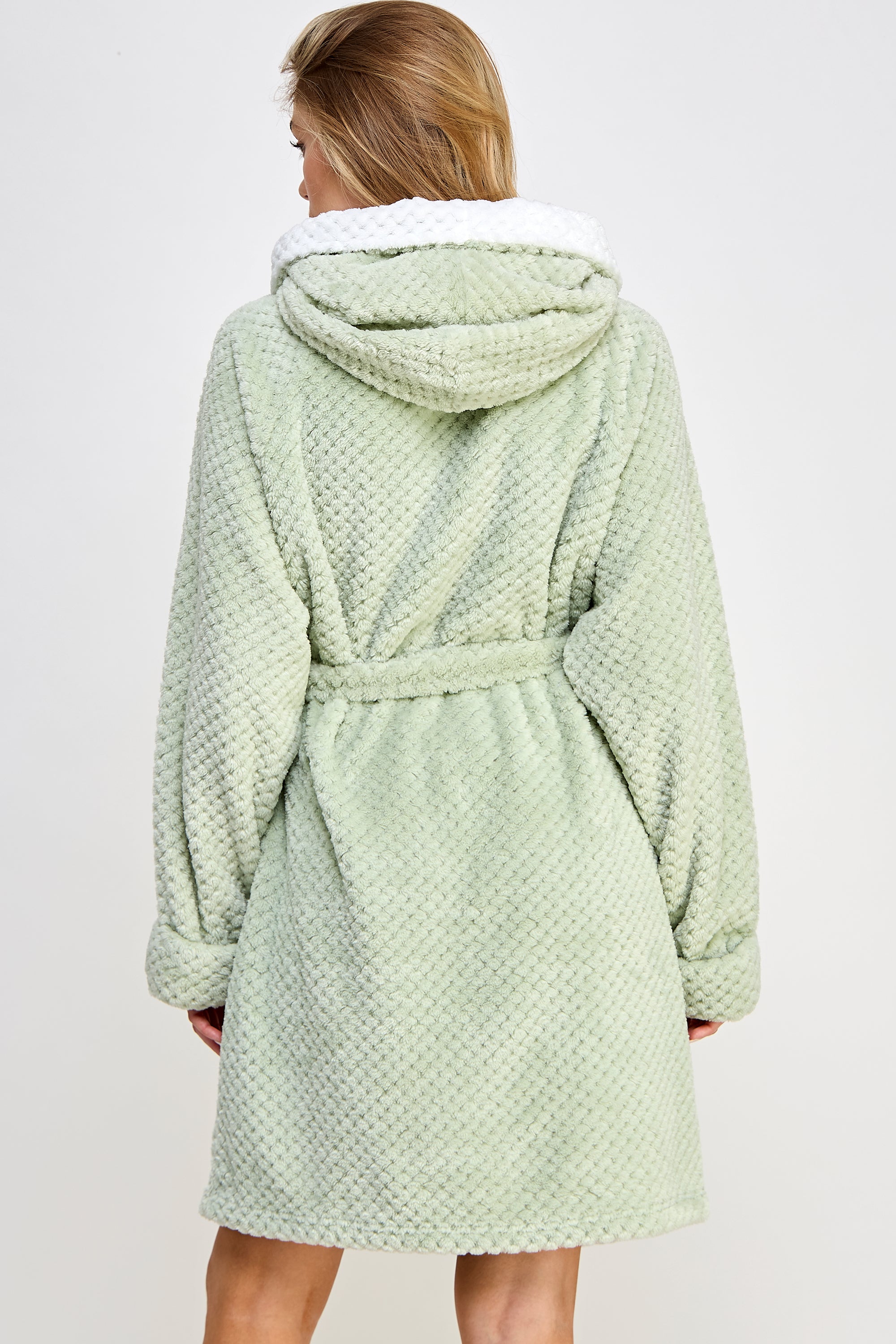Jacquard Bailey Hooded Robe Mint Green