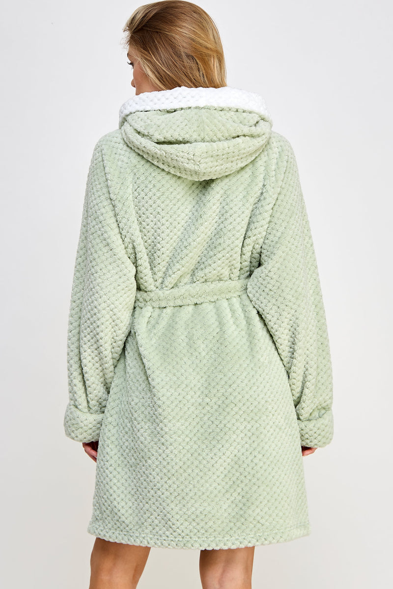 Jacquard Bailey Hooded Robe Mint Green