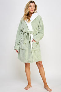 Jacquard Bailey Hooded Robe Mint Green