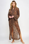 Juliana Long Robe Sheer Chiffon Leopard Print