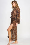 Juliana Long Robe Sheer Chiffon Leopard Print