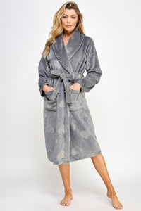 Heart Plush Beverly Robe Slate Gray