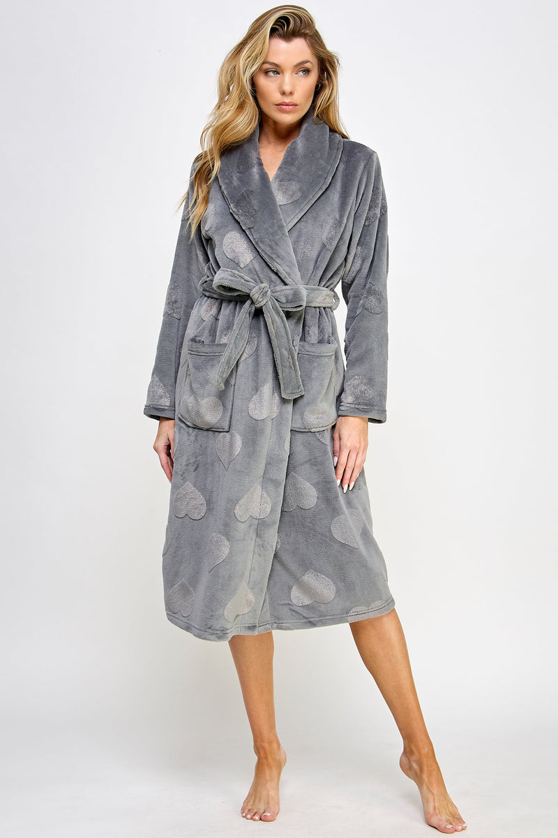 Heart Plush Beverly Robe Slate Gray