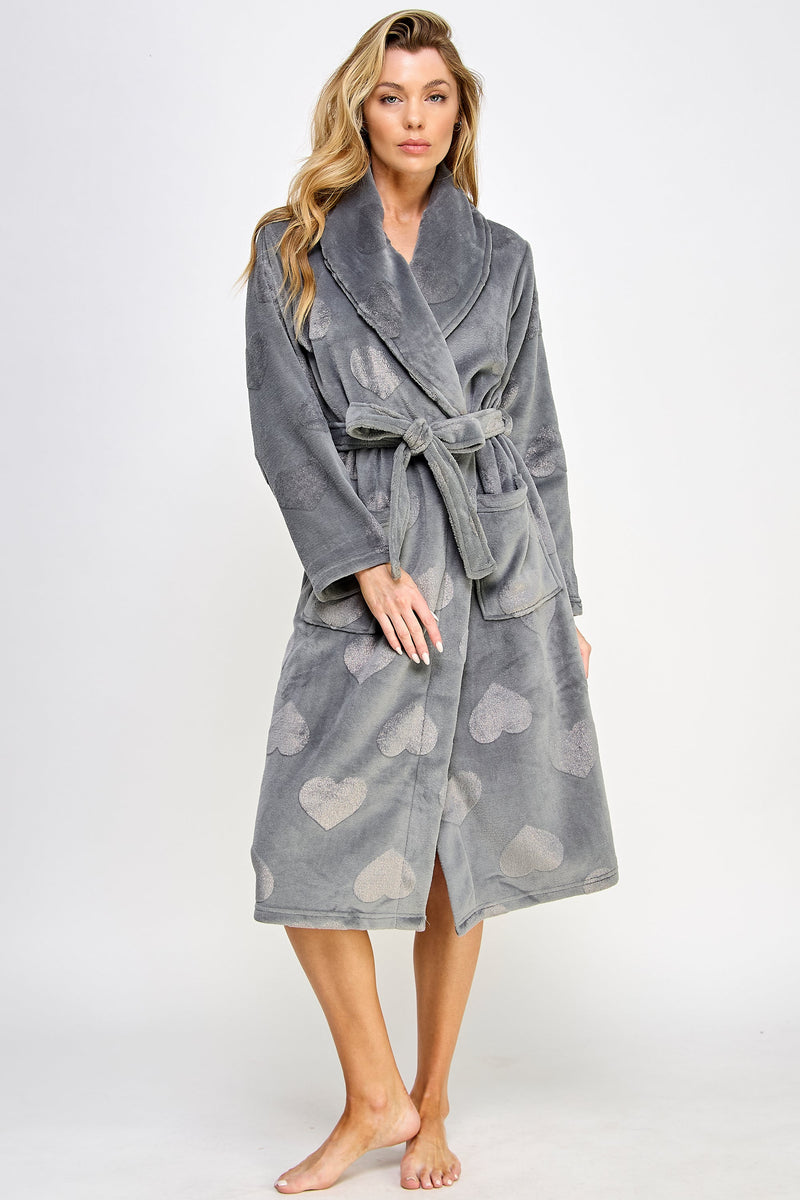 Heart Plush Beverly Robe Slate Gray
