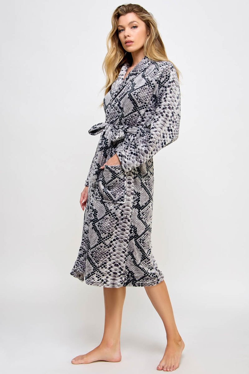Python Print Plush Payton Long Robe