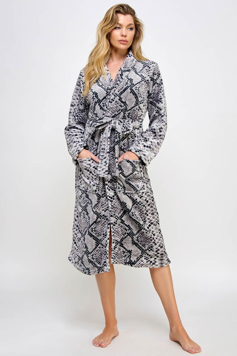 Python Print Plush Payton Long Robe