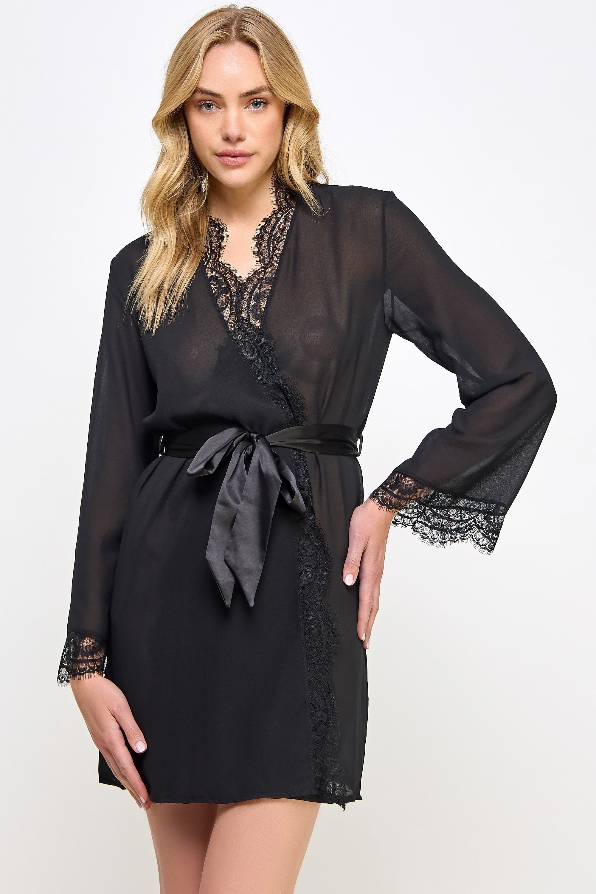 BeWicked Chiffon & Lace Vivian Sheer Robe