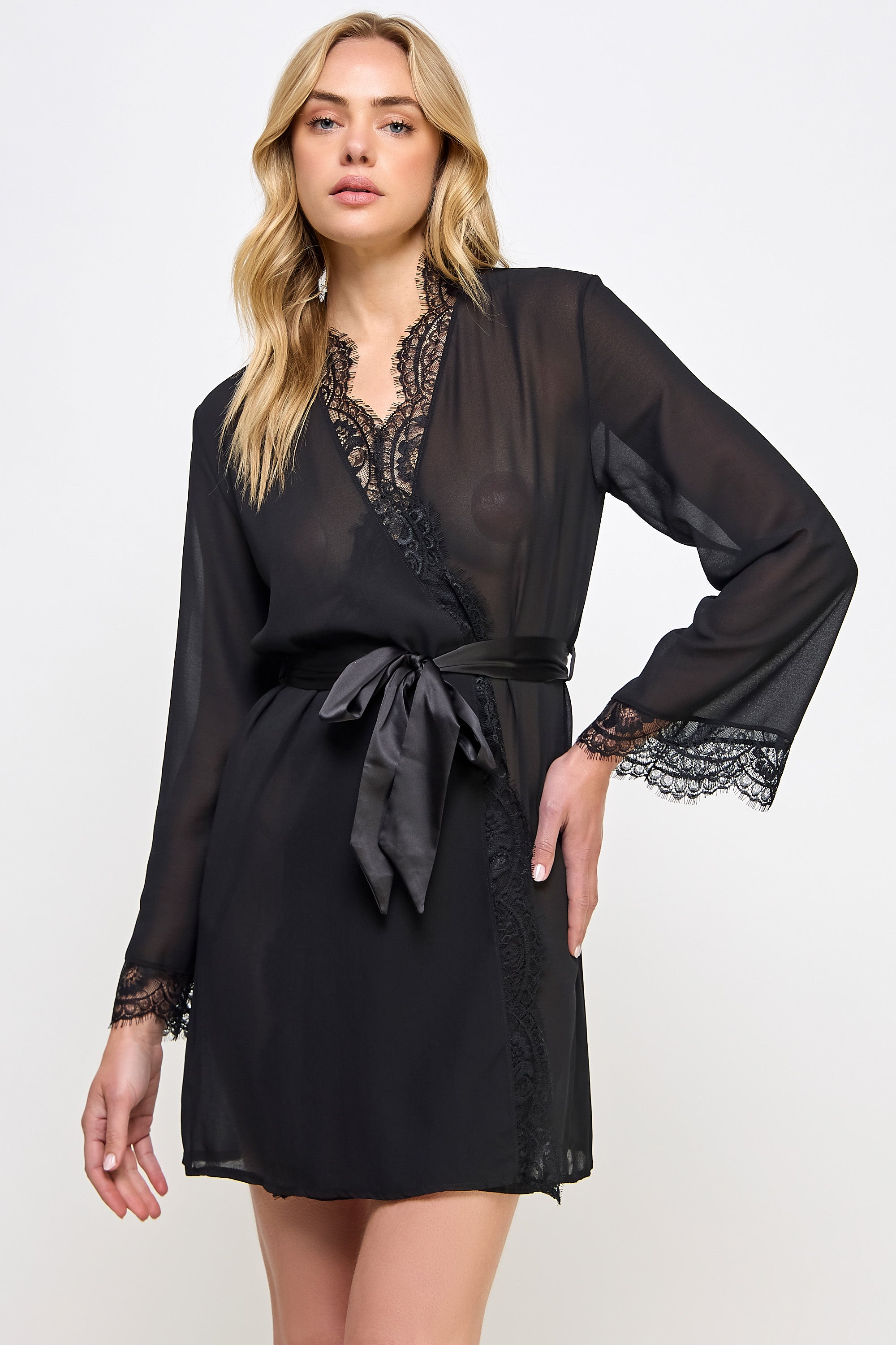 BeWicked Chiffon & Lace Vivian Sheer Robe